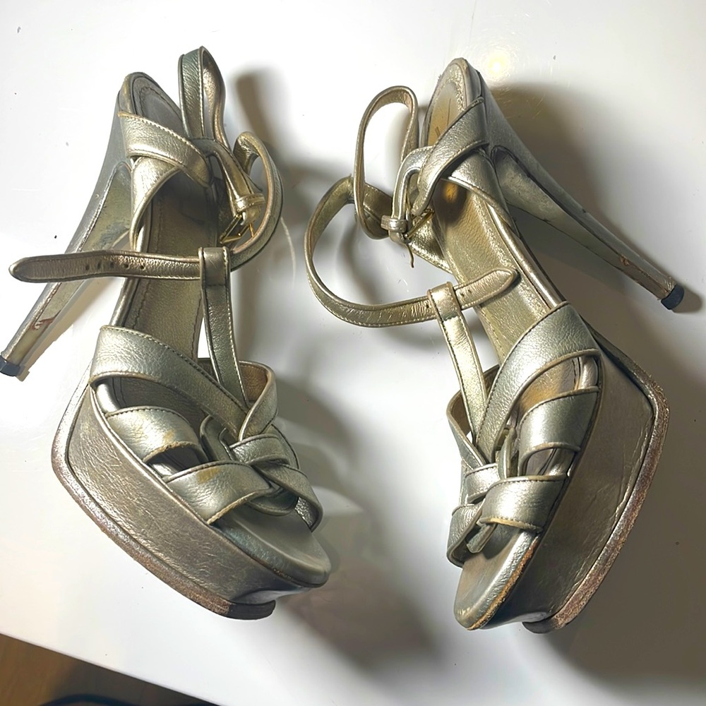 Ysl metallic heels size 7 /15 used